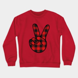 V Sign Plaid Crewneck Sweatshirt